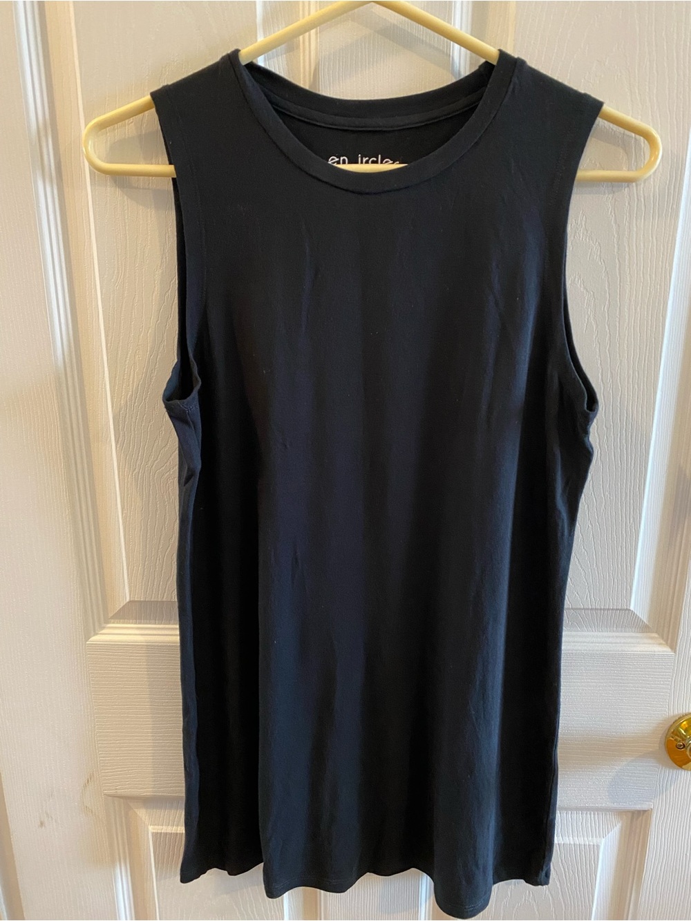 Women's Black Sleeveless Crewneck Tank Top by Encircled